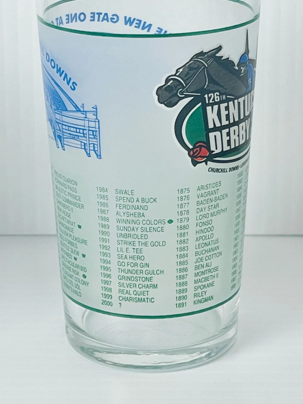 Set 4 Kentucky Derby Souvenir Glasses 1996-122nd & 2000-126th